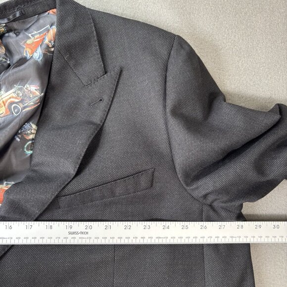 Holland & Sherry Blazer Men’s XXL Black Wool Sport Coat Car Print Lining Luxury - Picture 5 of 16